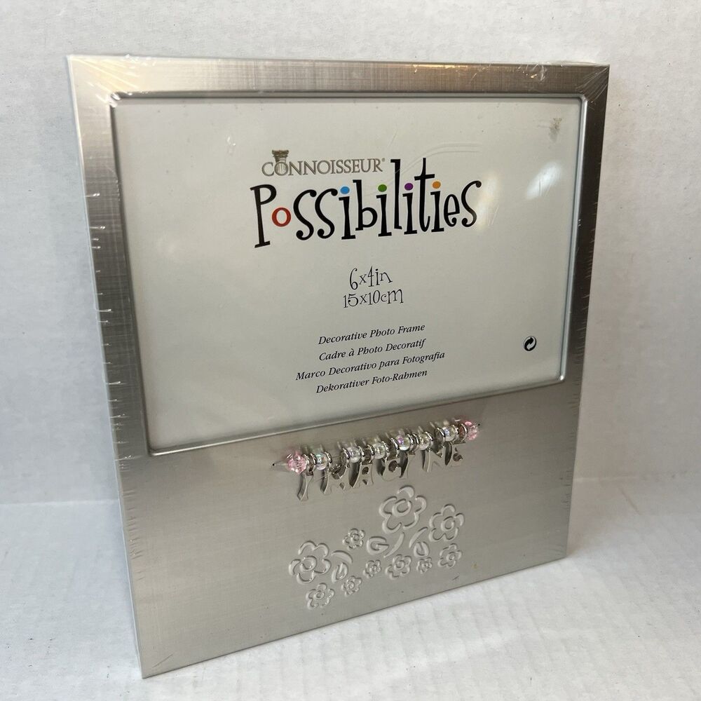 Y2K Silver Tone Imagine Picture Frame 2000s Charm Flower Photo Frame Home Decor